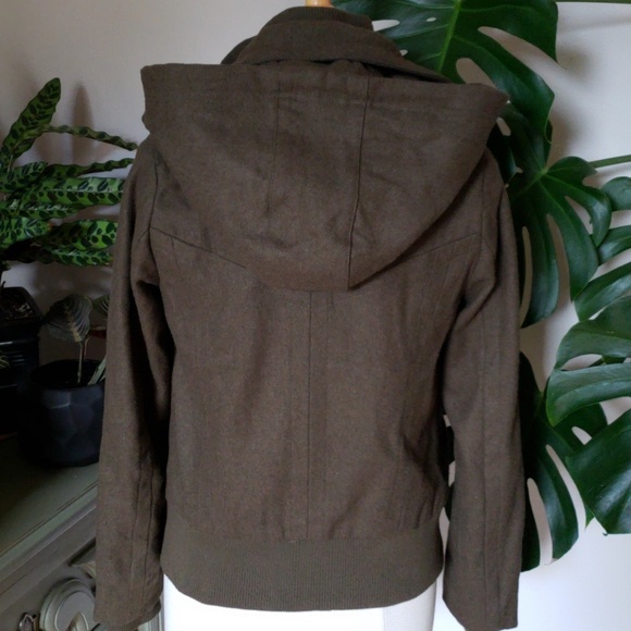 Worn Once! Olive Green BDG Heavy Wool Bomber Coat - Picture 6 of 8